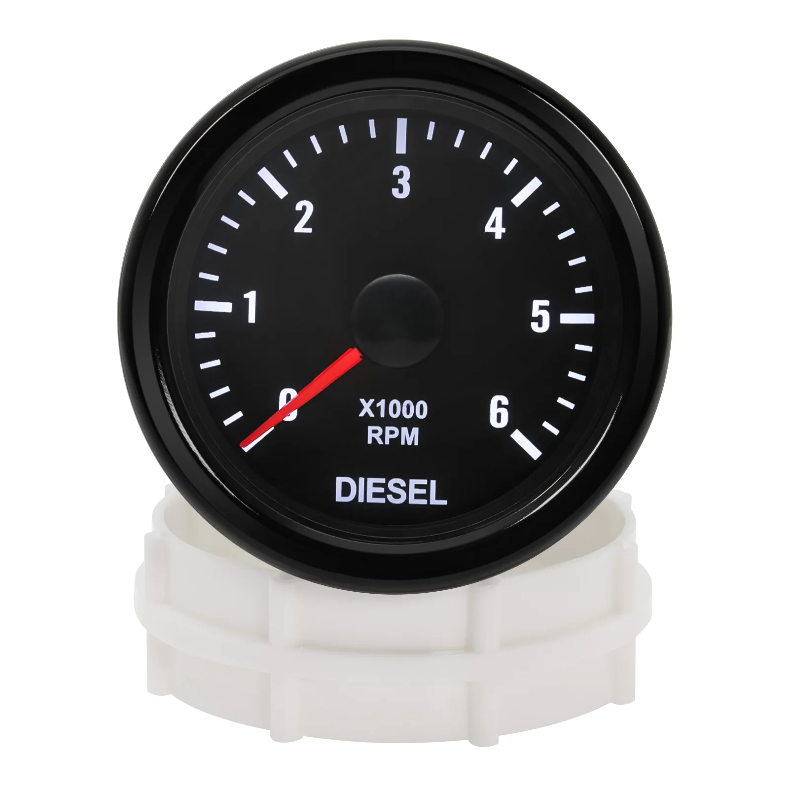 New 52MM 0-6000 RPM Tachometer White Backlight Tacho Meter Electrical Tachometer Gauge For 1-20 Cylinder Diesel Engine Car 12V