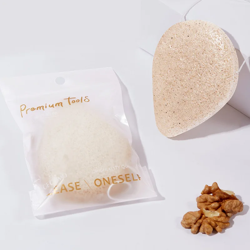 Esponja de limpieza Facial Konjac de semilla de nogal, limpieza profunda, reutilizable, lavable, esponja de limpieza Facial, herramientas de crema líquida