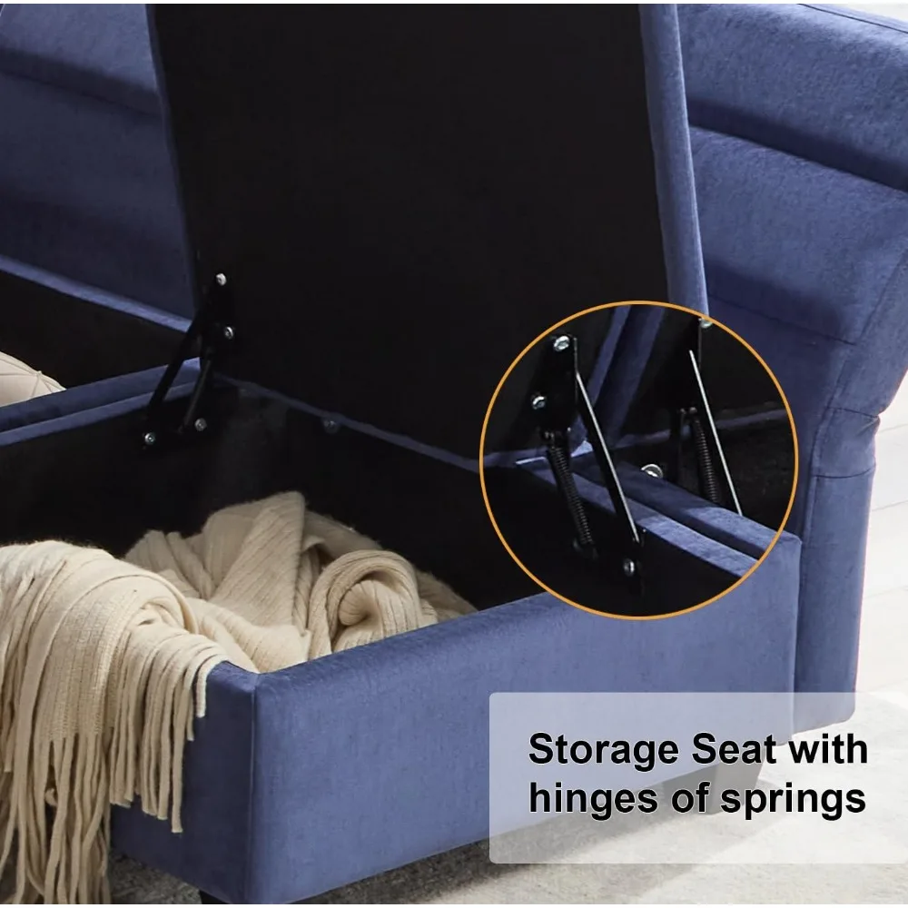 Canapé de rangement modulaire en tissu sans accoudoirs, canapé sectionnel central avec dossier inclinable, 25,19 x pour sièges confortables