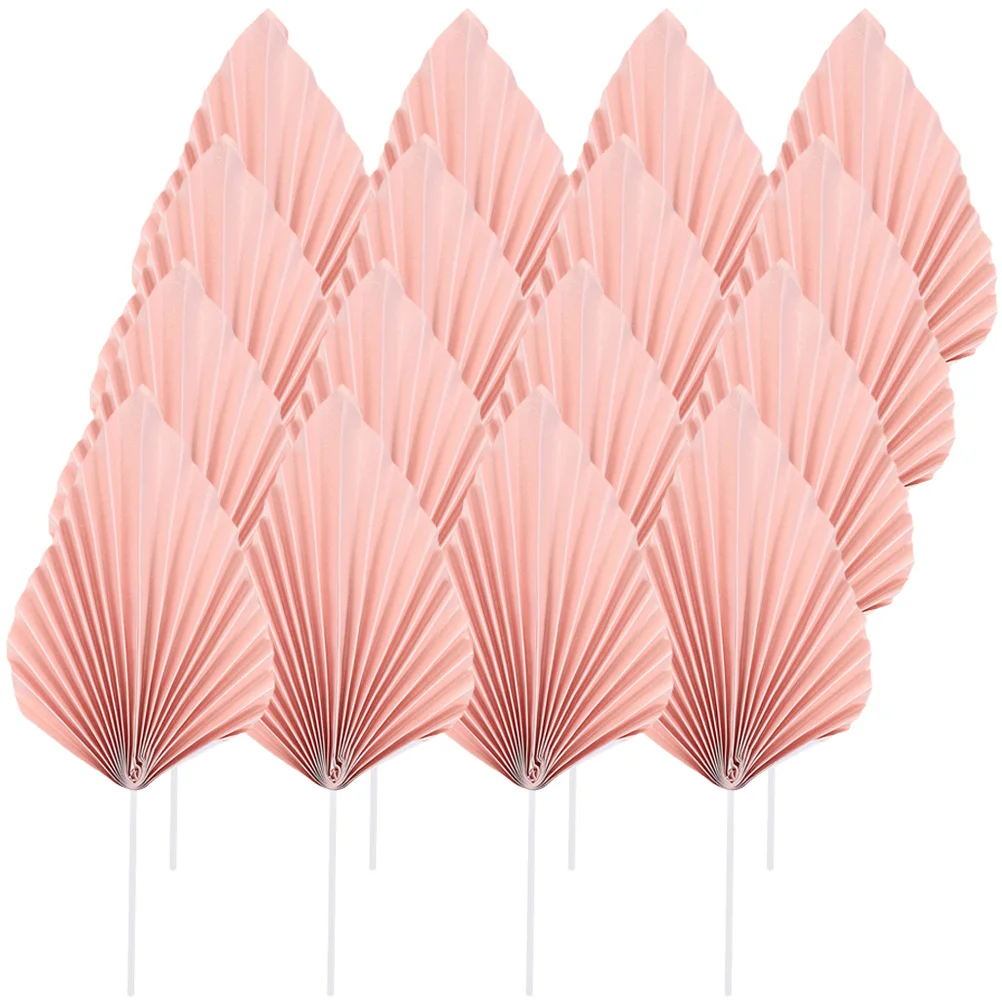 16 Pcs Cake Palm Leaf Insert Party Ornament Leaves Cupcake Toppers Birthday Decors for Girls Wedding Decoration Golden Miss