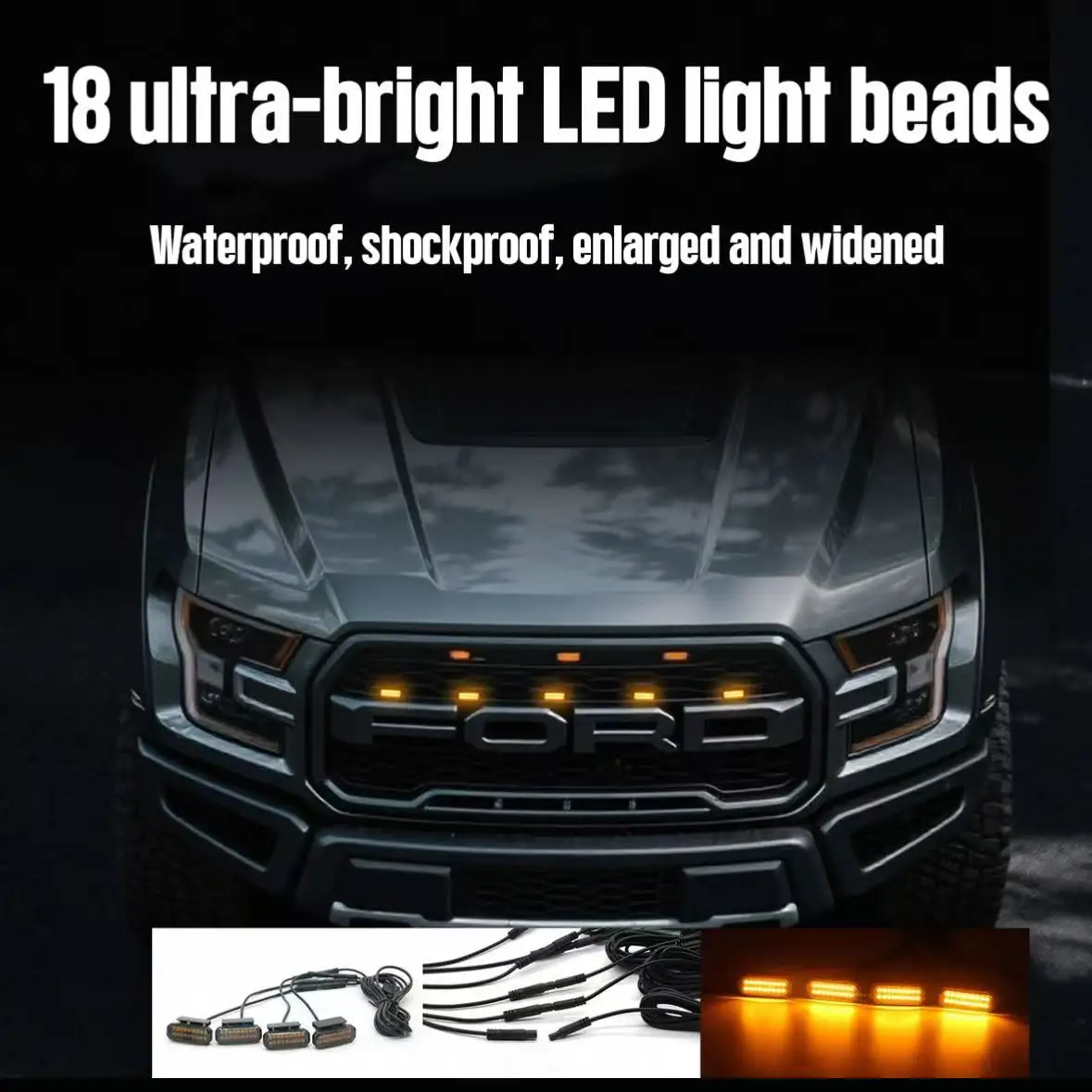 FOR DODGE DURANGO LED Front Grille Light Daytime Running Light Wheel Eyebrow Lamp 12V Car Center Mesh Small Yellow Light