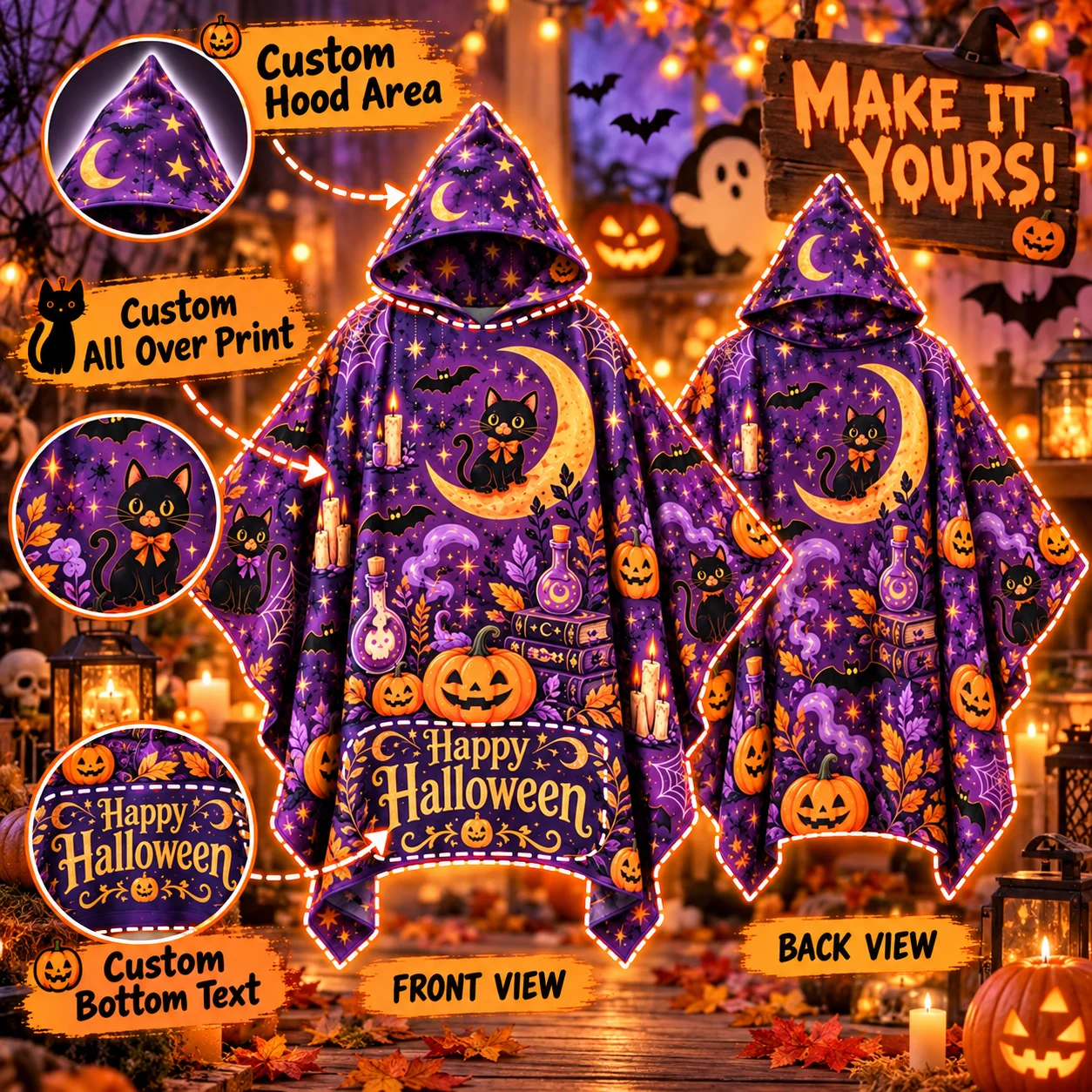 Custom Cape Cloak for Halloween Cosplay Festival Dress Up Polyester Costume Cape for Women Men Stage Performance Photography