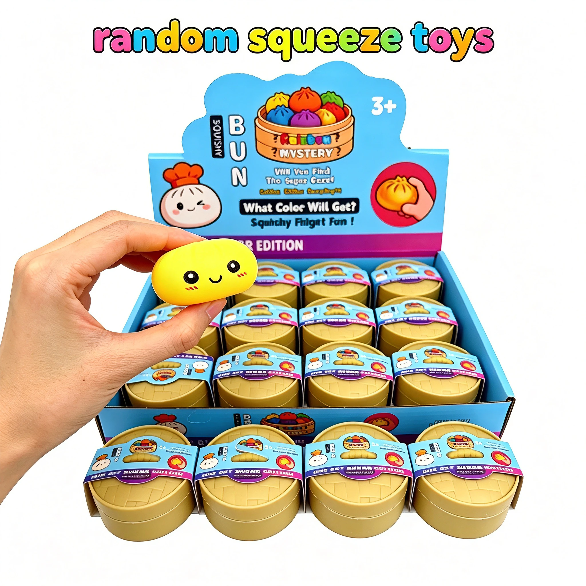 Bestseller Blind Box Bunte Simulierte Dumpling Squishies mit Box Dumplings Sensorisches Quetschspielzeug zur Stresslinderung
