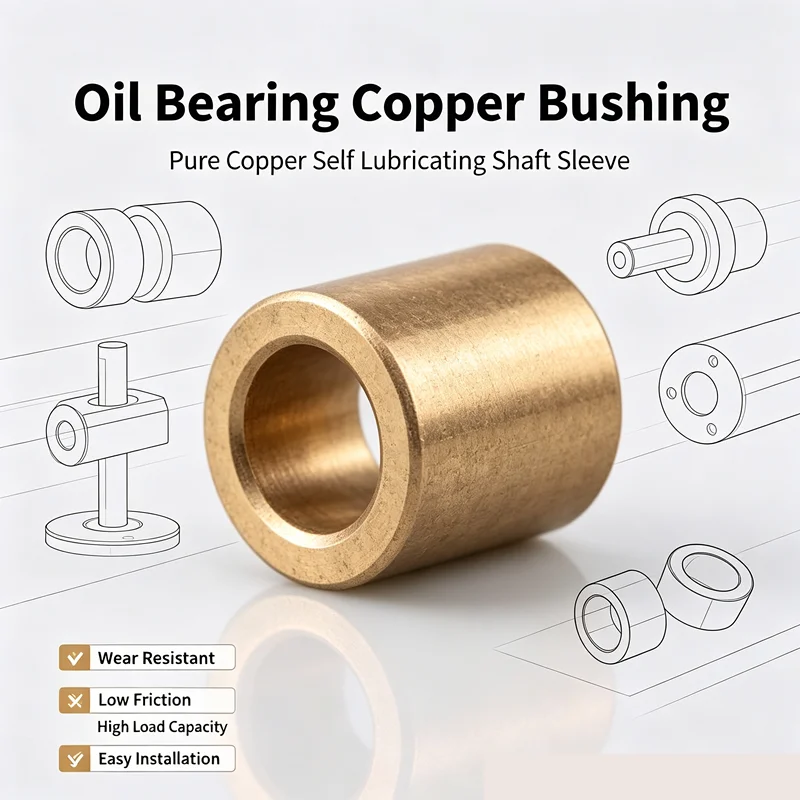 Powder Metallurgy Oil Bearing Pure Copper Sleeve Self Lubricating Copper Bushing Wear Resistant Copper Shaft Sleeve