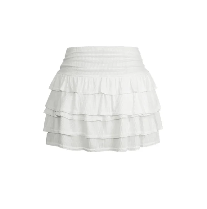 Spring/Summer Bohemian Vacation Lotus Leaf Edge High Waist Skirt Short Skirt Street Trendy New Fashion Women's Mini Puffy Shorts
