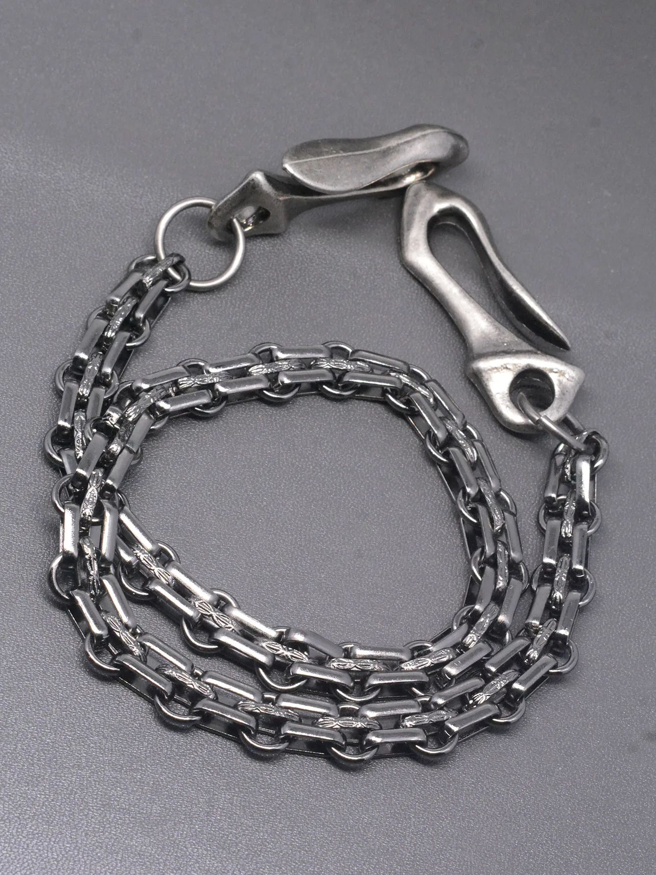 23 inch Hip pop rock Gunmetal black trousers biker jean pant 12mm watch strap chain keychain double dragon U hook EDC