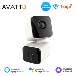 AVATTO Tuya WiFi Smart Camera Indoor Dual Lens Human Detect Auto Tracking Surveillance Camera Works With Alexa Google Home Alice