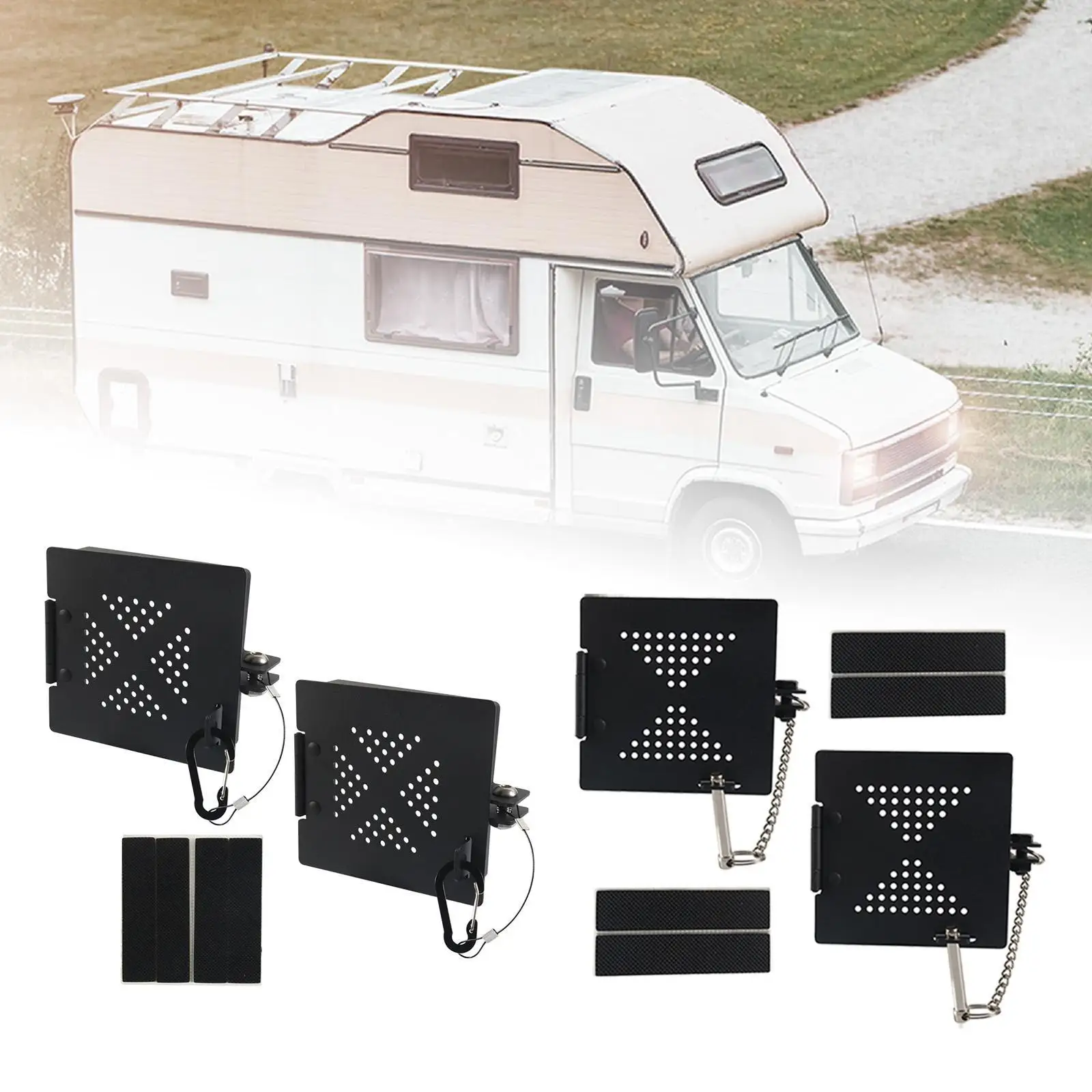 

2x заглушки для автофургона, торцевая заглушка, металлическая резина с вентиляционными отверстиями, черная, простая установка, стандартный конец для автофургона, 4 дюйма