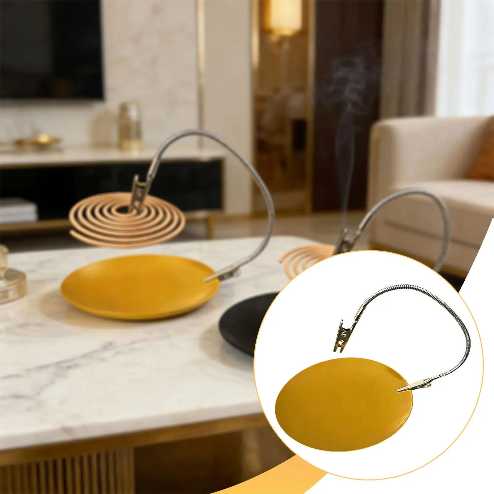 Spiral Incense Holder with Double Clips And Mounting System for Desk