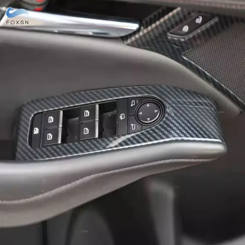 Car Carbon Fiber Texture Door Window Lift Switch Panel Button Frame Trim For Mazda 3 Axela BP 2019 2020 2021 2022 2023 -2025 LHD