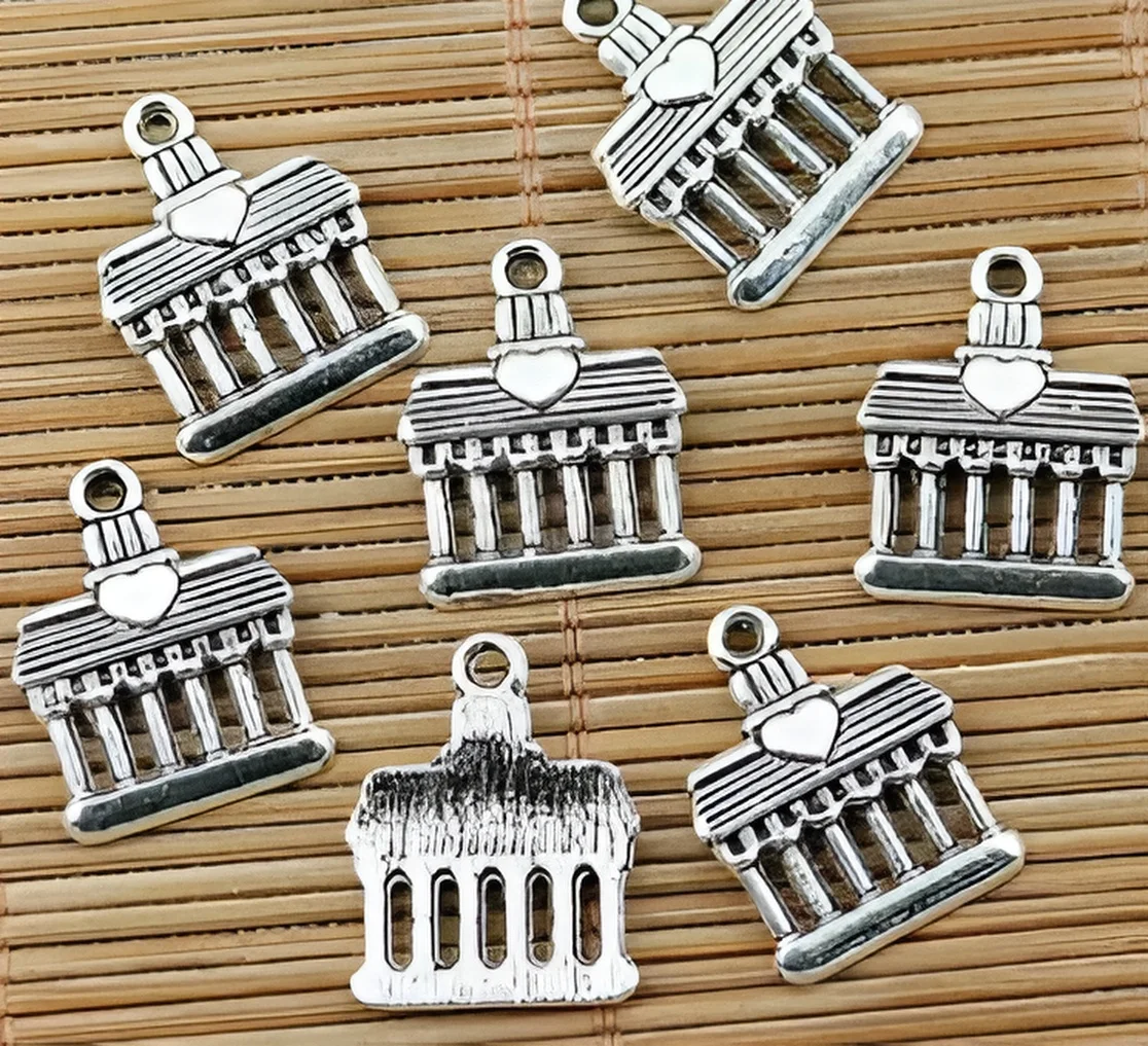 20 stücke 18,5x14,5mm Loch 1,5mm Legierung Anhänger tibetischen Silber Palast Charms für Schmuck hand gefertigt hwef1301