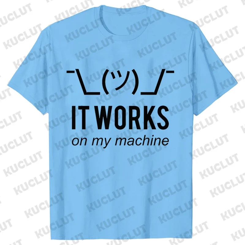 Summer Men T Shirts Geek It Works on My Machine Funny T-Shirt Men Short Sleeve Tshirt Computer Programmer Tee Shirt Homme