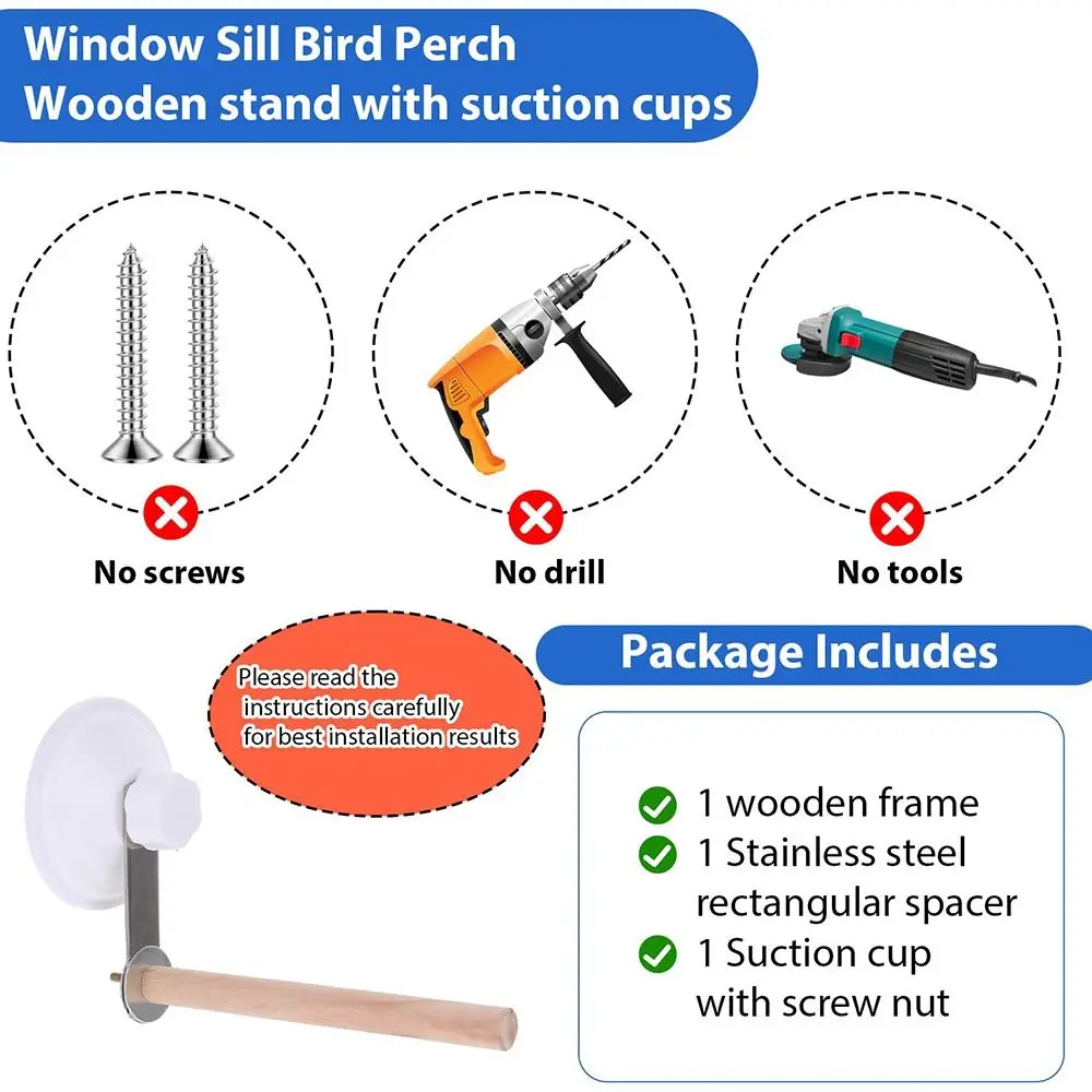 

Safe Teeth Grinder Suction Cup Bird Stand Detachable Wood Bird Bath Perch Stand Oral Exercise Station Bite-resistance