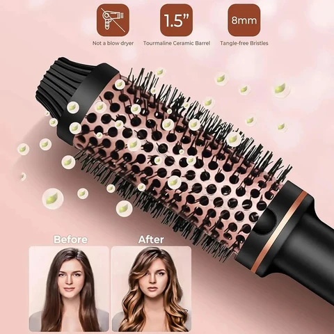 3 em 1 alisador de cabelo iônico profissional curling ferro aquecido escova de estilo de cabelo anti-queimadura escova térmica onda varinha