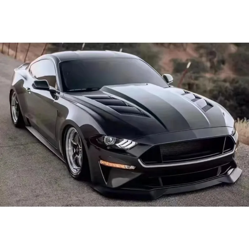 توم AutoHigh جودة ألياف الكربون AC نمط غطاء المبرد لفورد موستانج 2018-2023 غطاء صمام المحرك الأمامي