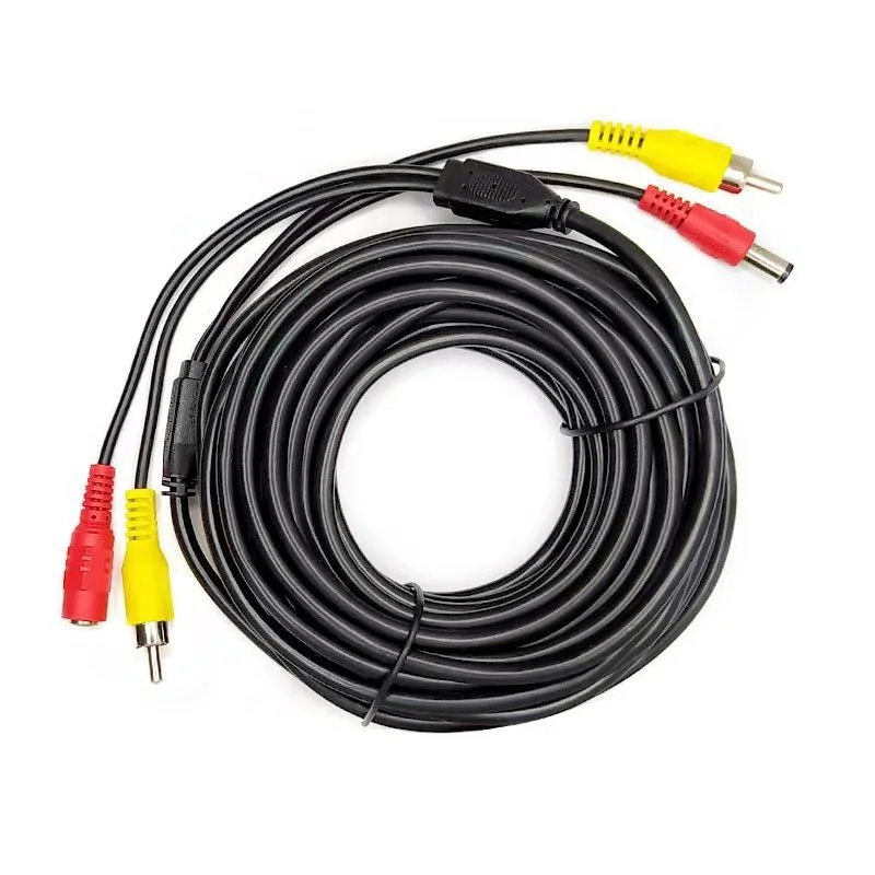 20m 15m 10m 5m 12V DC Power RCA AV Video Extension Cable for Car Truck Bus Parking Home Security Surveillance CCTV Camera Cable