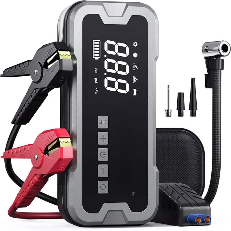 car tyre pump air compressor battery charger pack micro tire air pump jump starter power bank