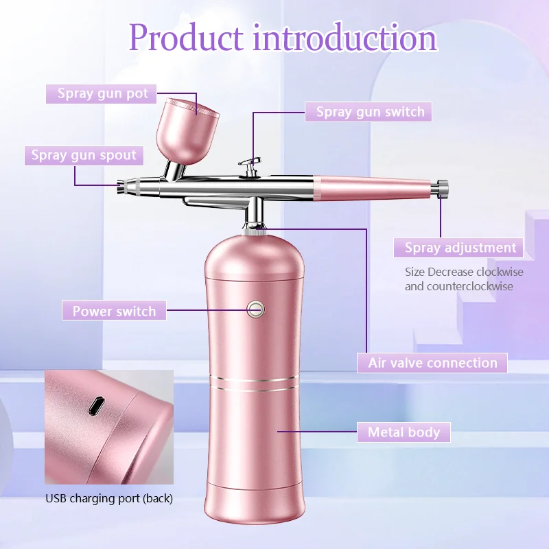 Oxygen Sprayer Mini Air Compressor Spray Kit Air Brush Spray Gun Spray Gun Nail Art Tattoo Process Nano Fog Spray