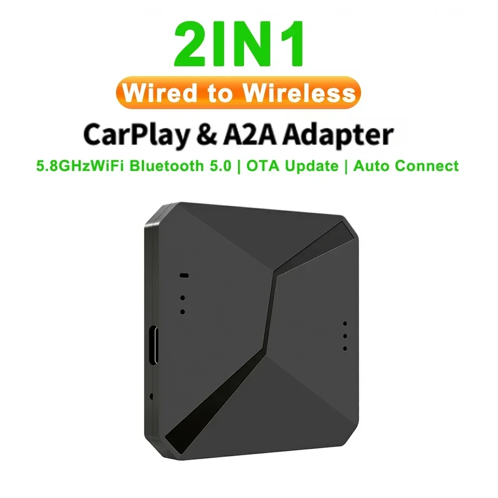 

NEW 2IN1 Wireless CarPlay Android Auto Wireless Adapter Smart Mini Box Plug And Play WiFi Fast Connect Universal For VW Nissan