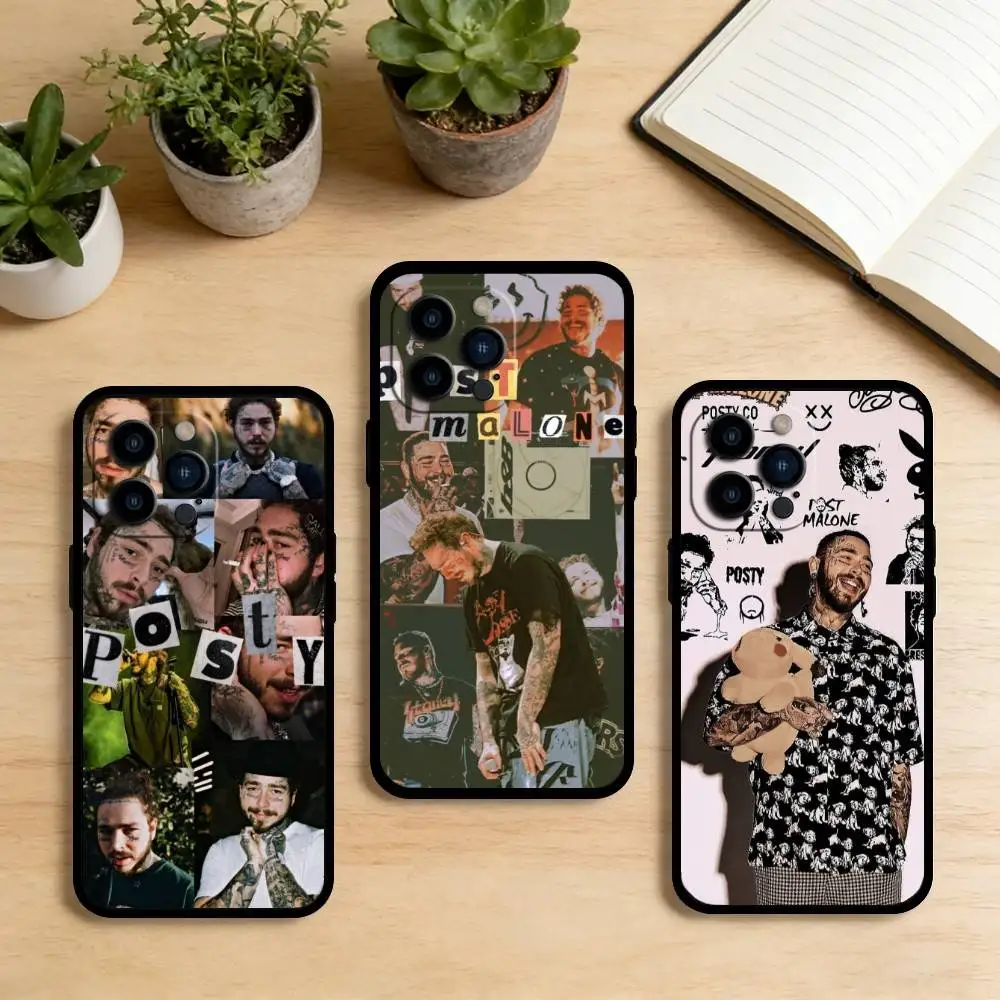 

AAA P-Post Malone Phone Case For iPhone 17,16,15,14,13,12,11 Plus,Pro Max,XS,Soft Silicone Black Cover
