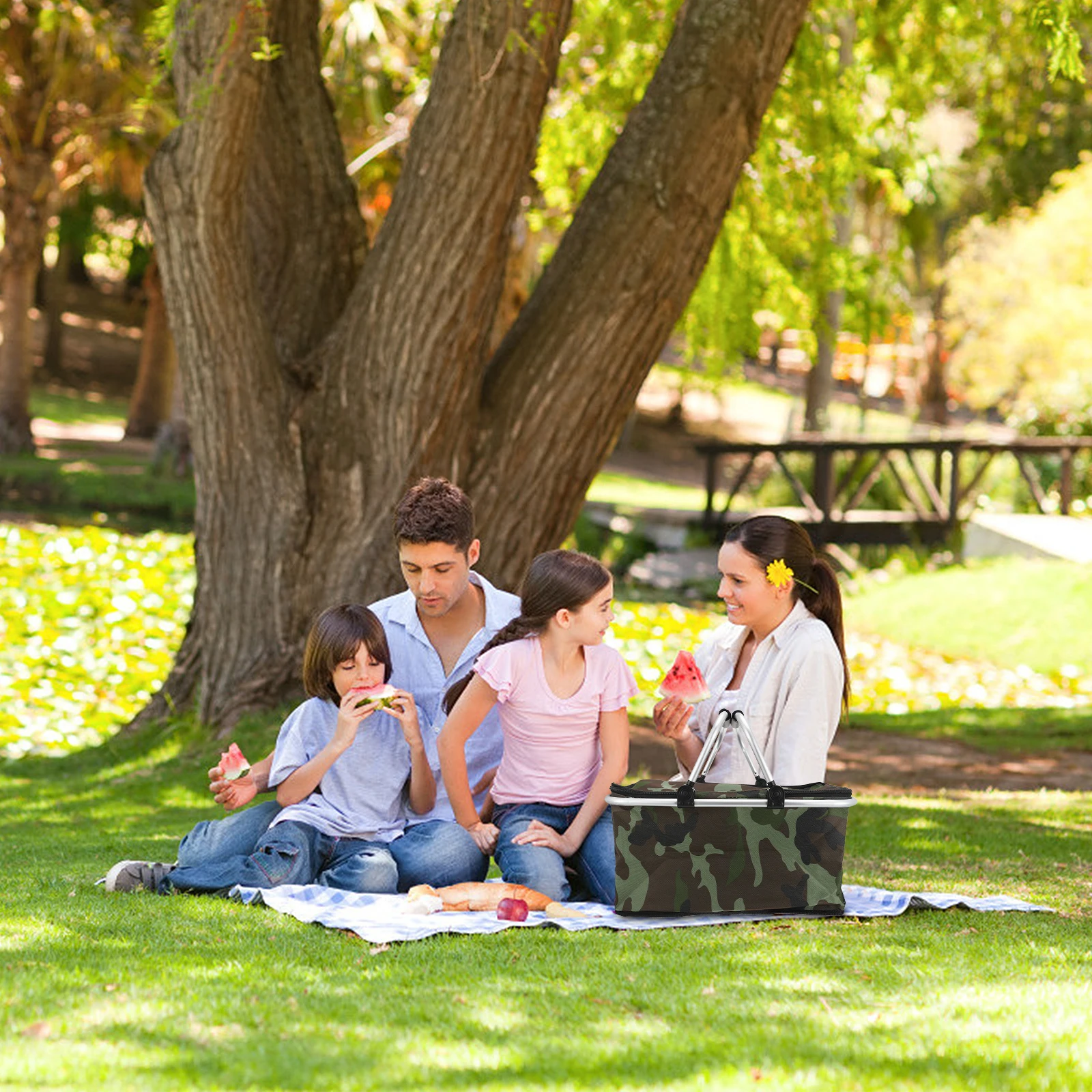 

Insulated Picnic Large Cooler Bag Grocery Tote Aluminum Frame Foldable Storage Picnic Bag With Aluminium H Durable Oxford