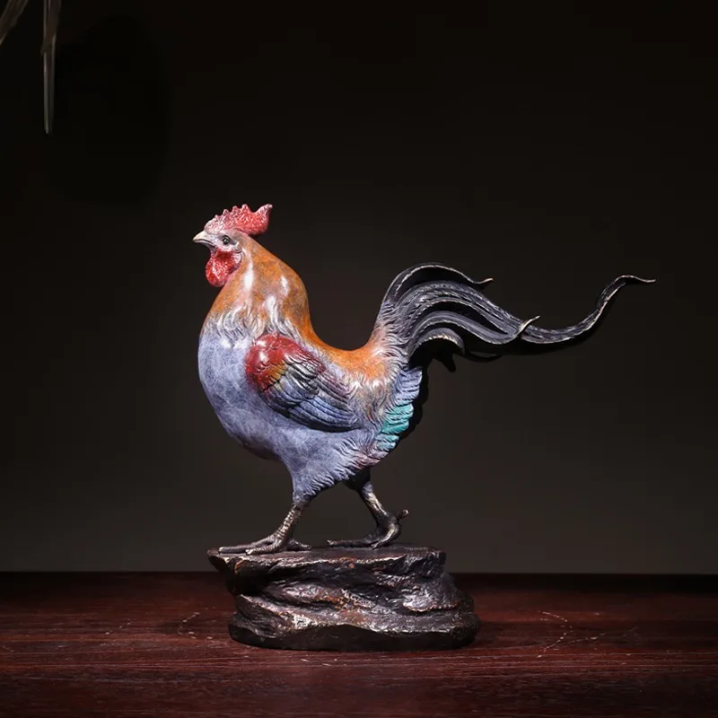 

Copper Cock Ornament Chicken Crafts Home Decorations Zodiac Office Desk Surface Panel GOLDEN ROOSTER Furnishings