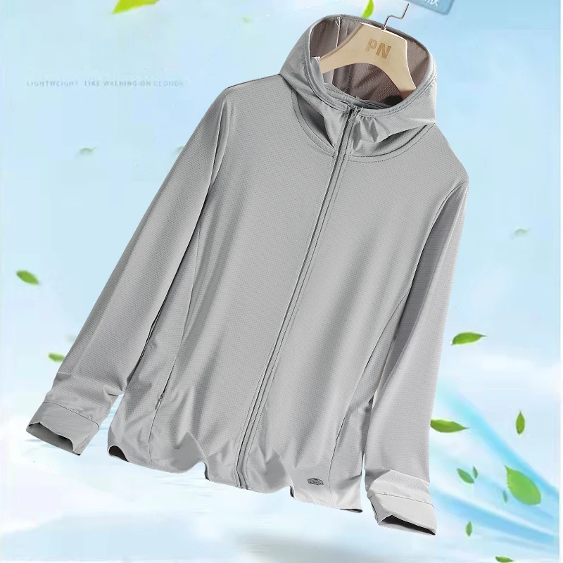 Men's & Women's Summer Running Jacket - Lightweight Sun Protective Coat, UV Hooded Sports Windbreaker, Breathable Quick-Dry Fitn
