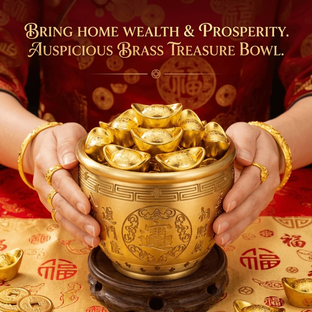 Wealth Attracting Pure Brass Cornucopia Polished Auspicious Baifu Rice Cylinder Desktop Ornament Blessing Feng Shui Bowl