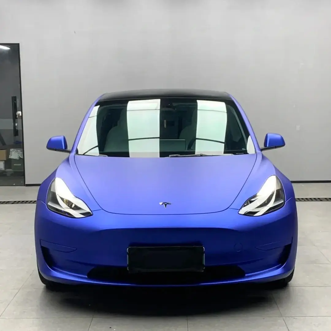 

Super Matt Chrome Blue Car Wrap Vinyl Film Air Bubble Free Super PET Ocean Blue