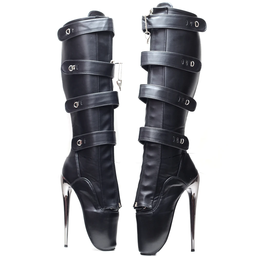 7 Inch Stiletto Heel Fetish Ballet Padlock Knee High boots Unisex Size 36-46