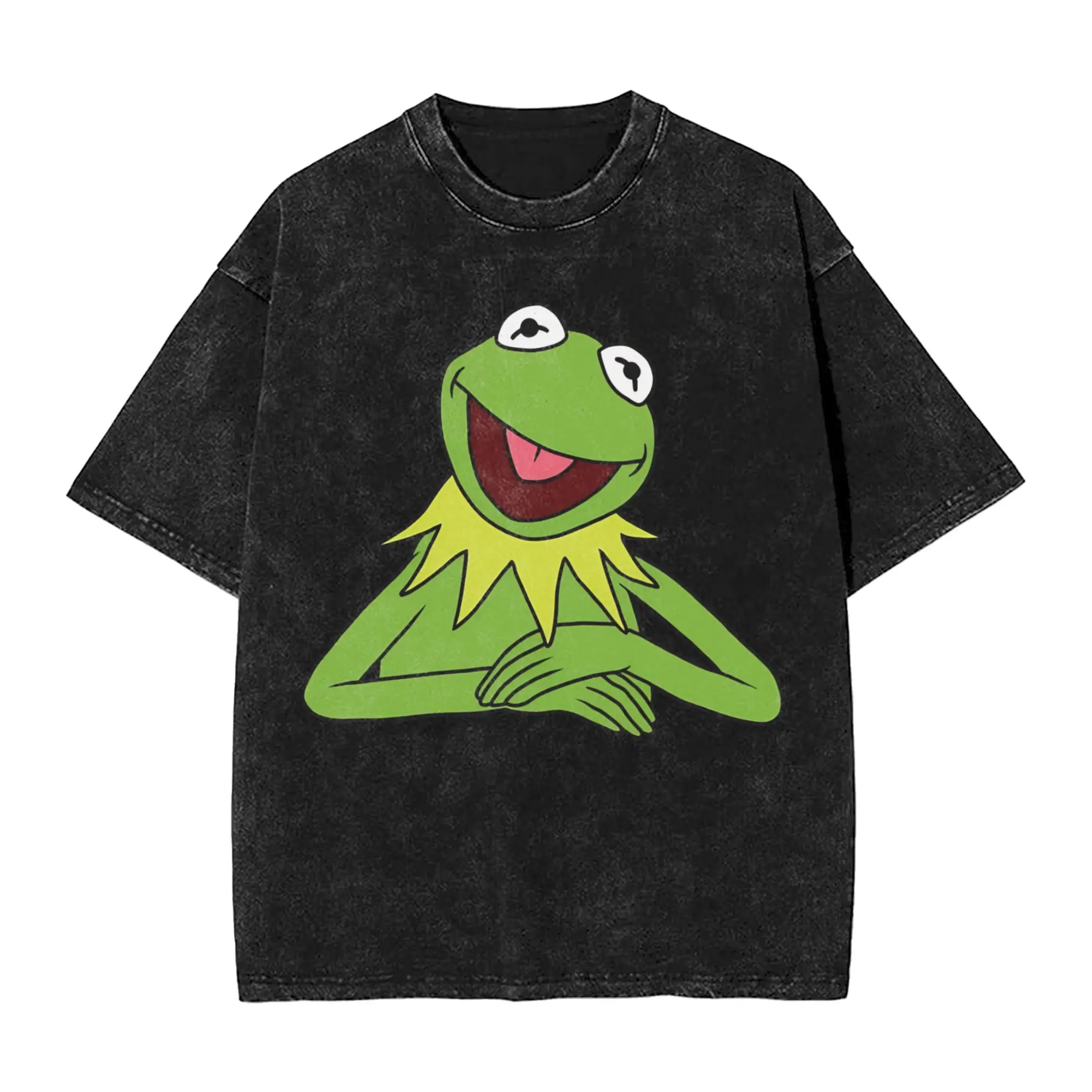 Kermits the Frog Washed T Shirt Streetwear Hip Hop Fashion T-Shirt  Tee Shirt Men Women Cotton Streetwear