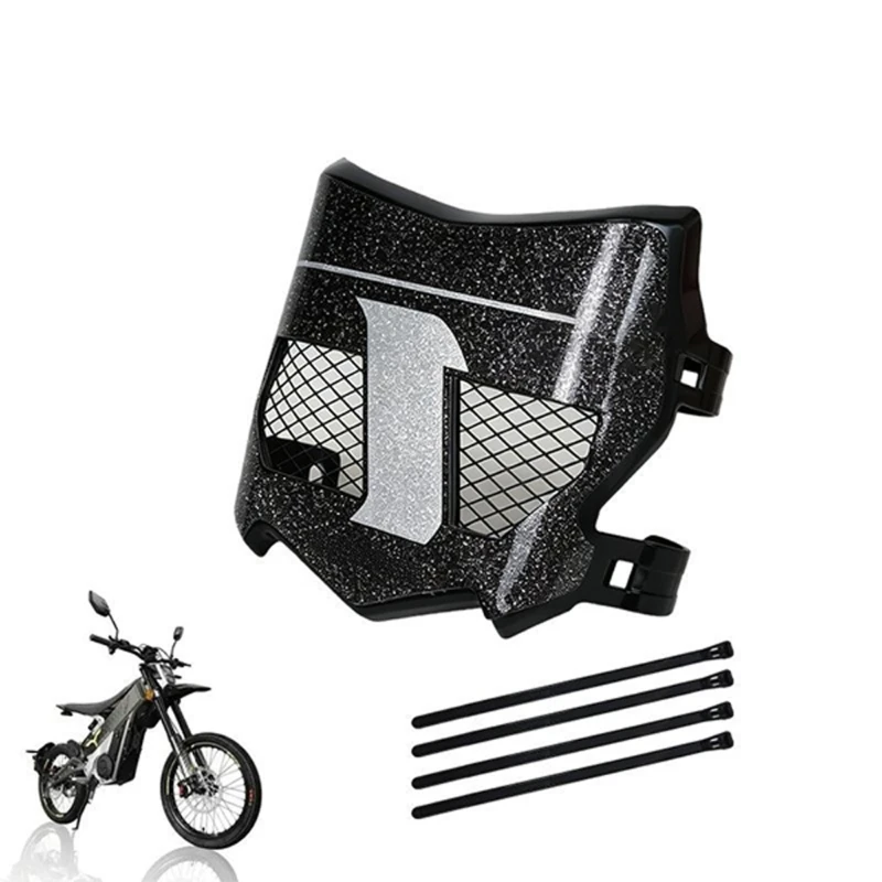Motorcycle Front Plate Panel with Bold White Number Detail, Black Decorative Number Board and Mesh-Style Side Openings