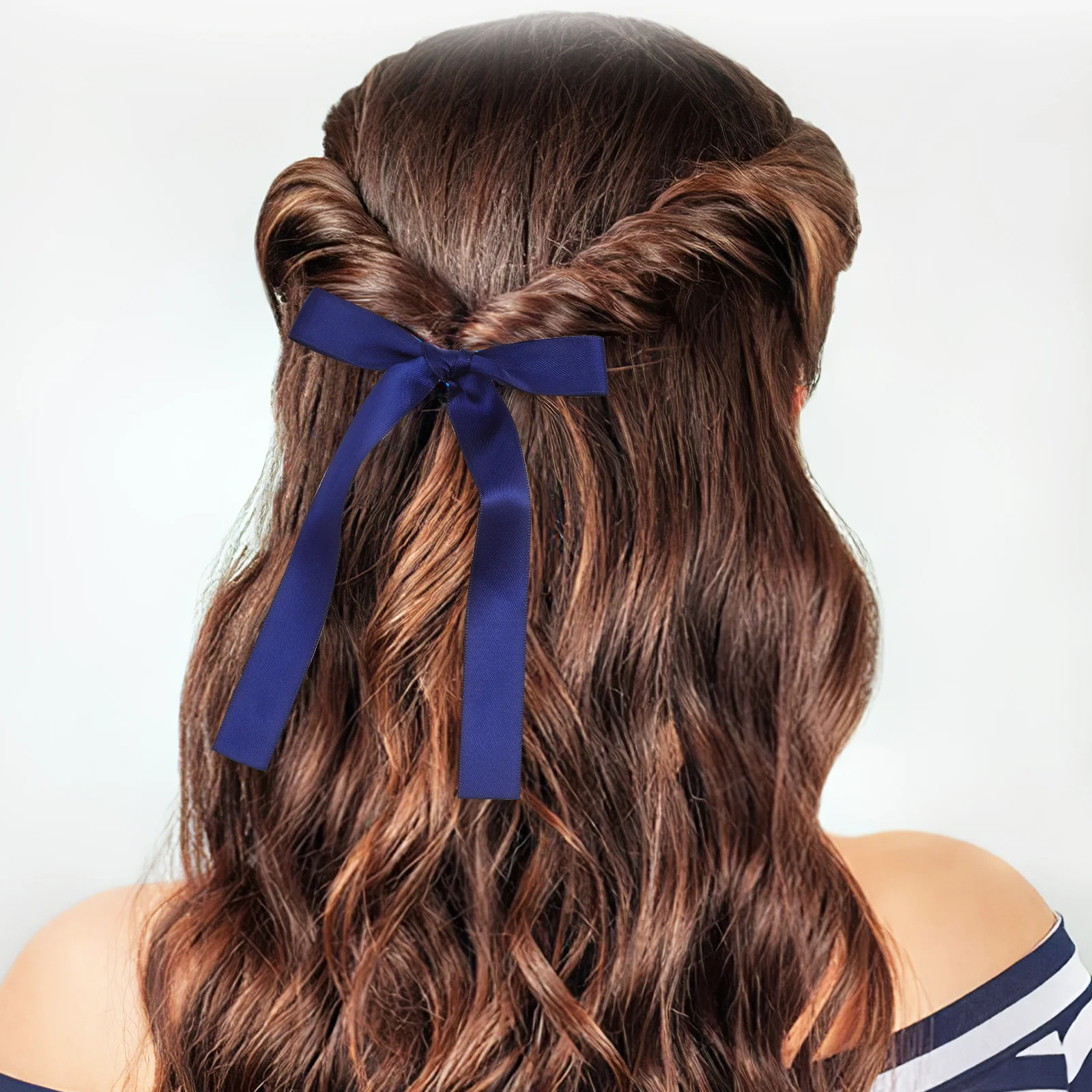 

10 Pcs Bow Long Ribbon Hair Bands Headband Ribbon Bows Elastic Satin Long Ponytail Holder White Ties Hairstyle Accessories