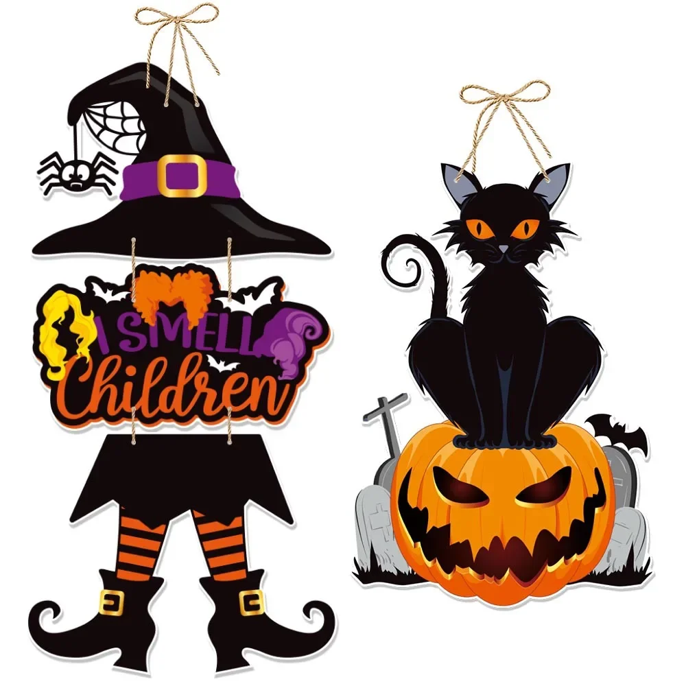 Halloween Party Decors Pumpkin Ghost Bat Door Hanging Pendents Happy Halloween Ghost Festival Party Decorations for Home