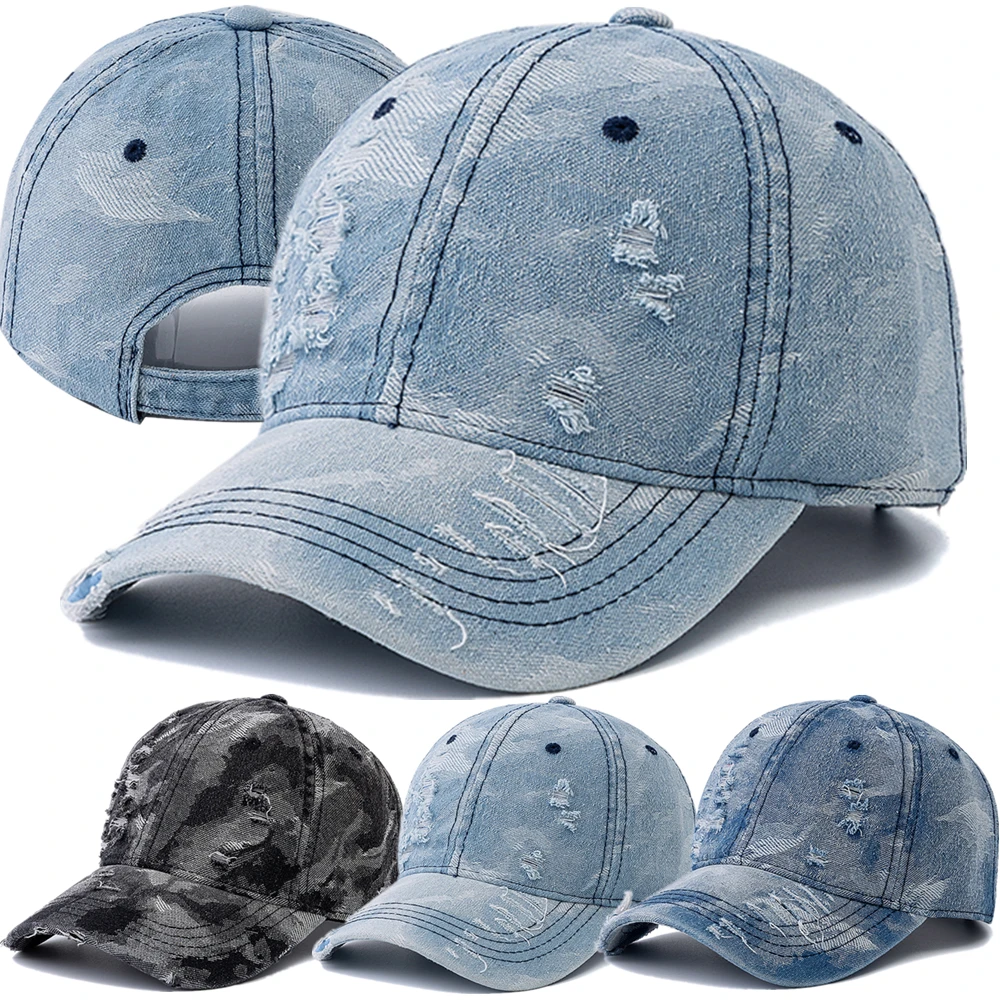 

Hot Sale Unisex Baseball Cap Camo Style High Quality Hole Design Denim Cap Men Women Outdoor Camping Hiking Hats
