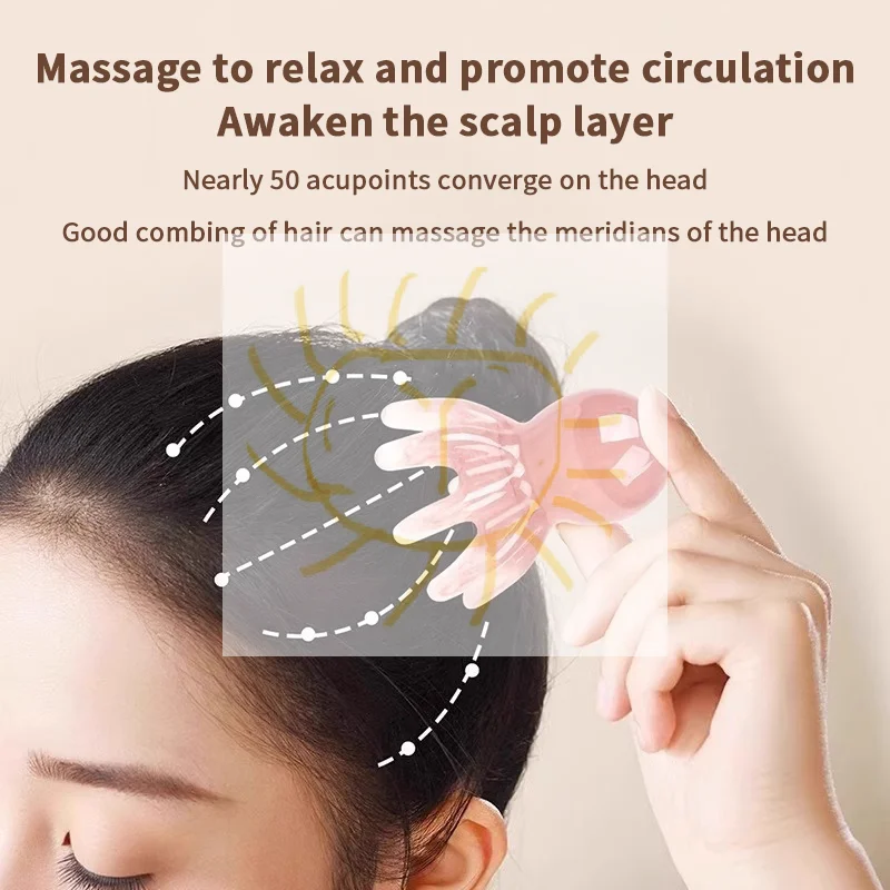 Resin Octopus Shaped Head Meridian Acupoint Massage Comb Wide Tooth Scalp Comb Back Neck And Back Manual Deep Massage Tools