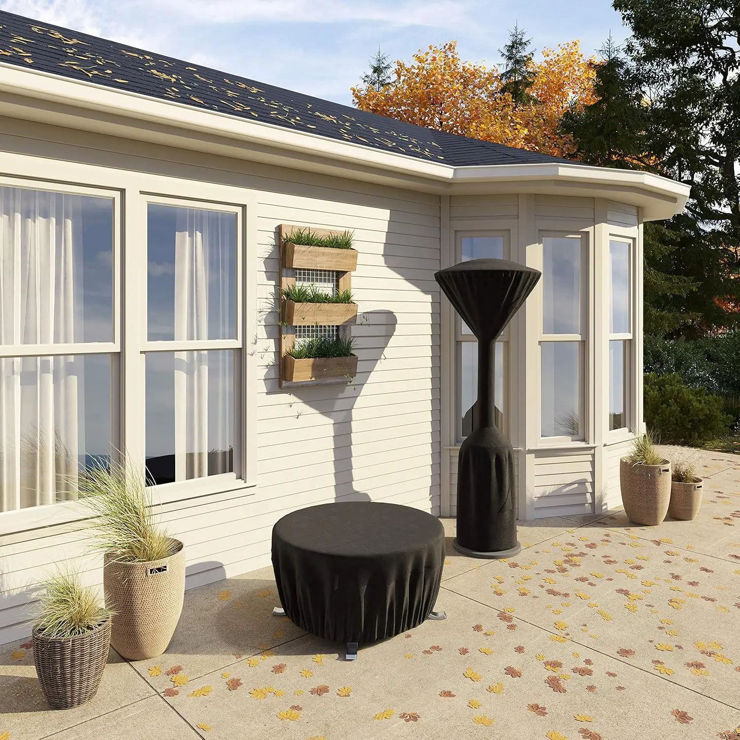 Круглая крышка обогревателя для патио на открытом воздухе, 36 x 18,5 x 95 дюймов