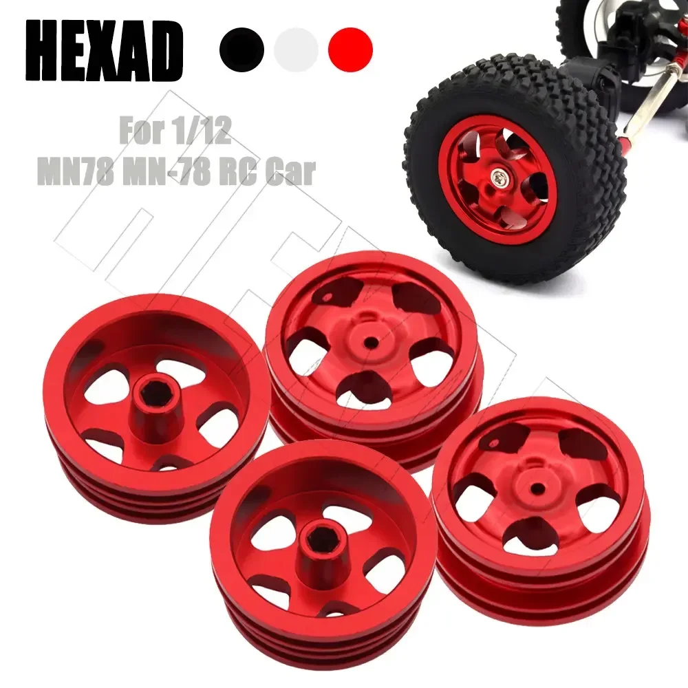 4PCS Metal Tire Hub Rim for 1/12 MN78  MN-78 MN 78 Cherokee RC Car Upgrades Parts Accessories