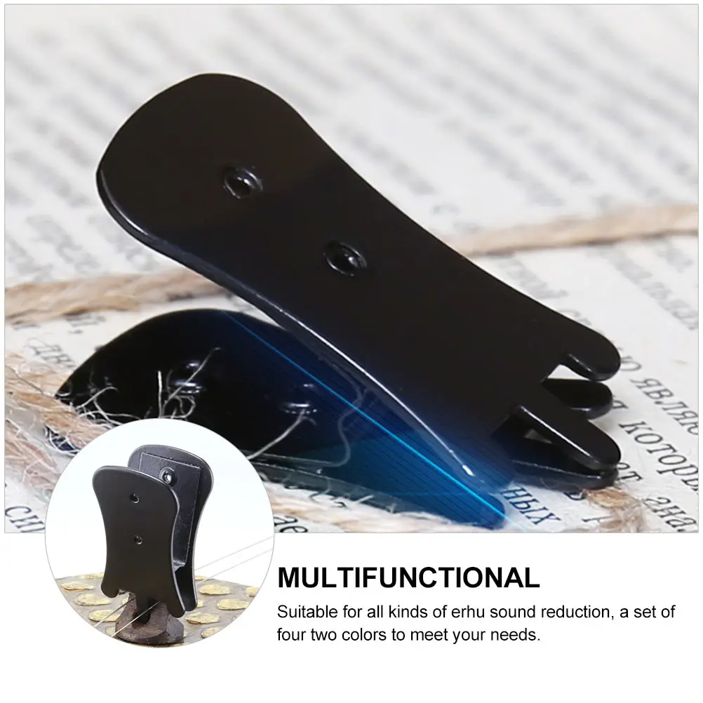 

4 Pcs Erhu Mute Electroplated Steel Simple Clip Tools Huqin Accessories Durable Sound Reduction Fiddle Muffler Practical