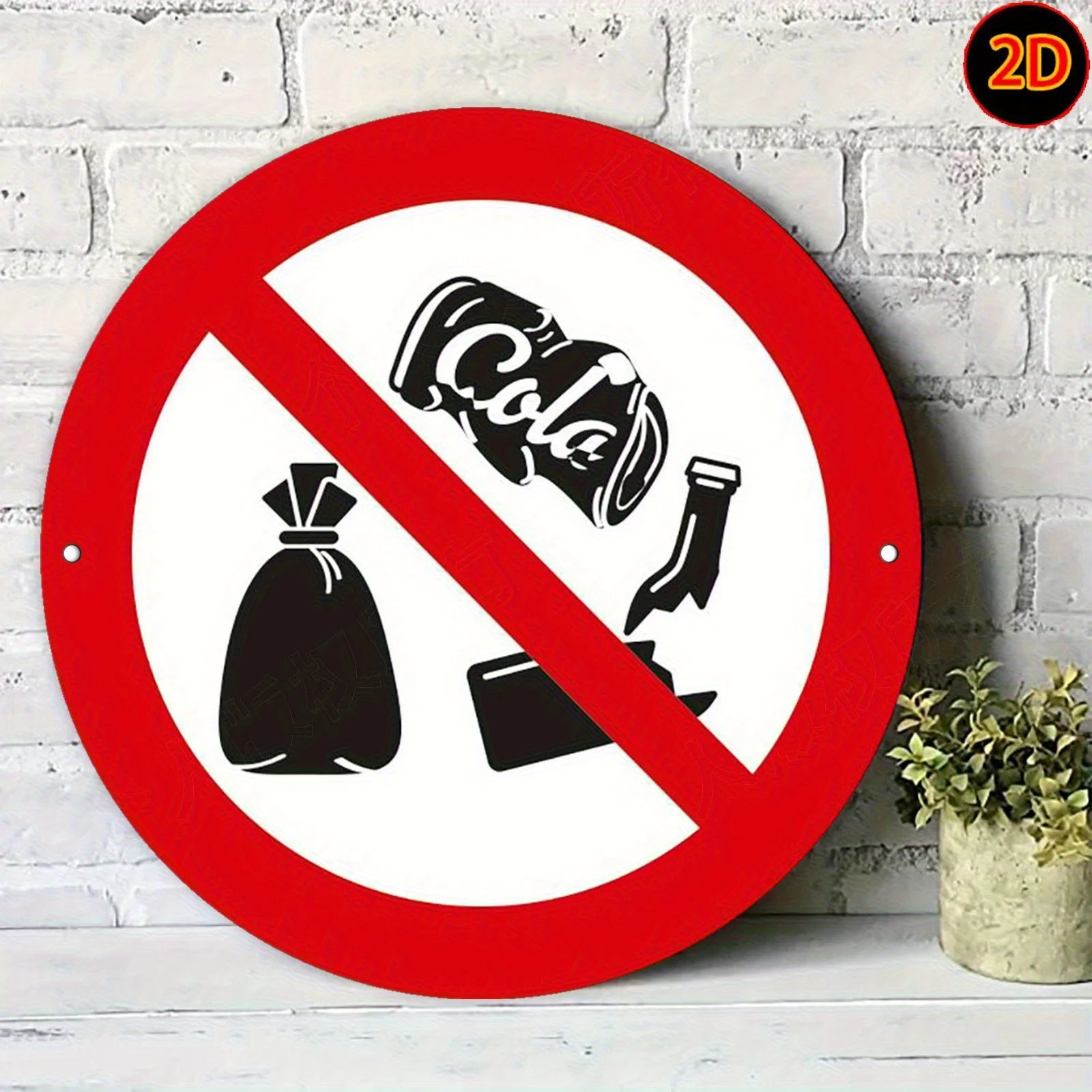 No Littering Prohibited Waste Sign - Vintage Durable Metal Plaque Wall Decor, Home Office Bar Man Cave Wall Art