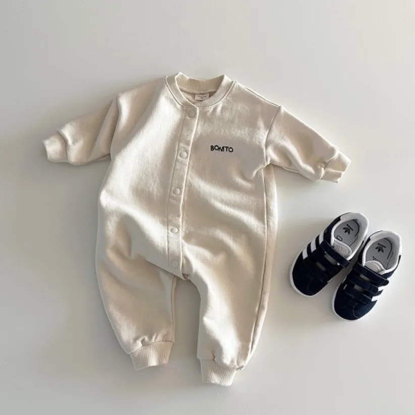 2024 Spring New Baby Long Sleeve Romper Newborn Infant Letter Casual Jumpsuit Cotton Toddler Boy Girl Versatile Clothes 0-24M