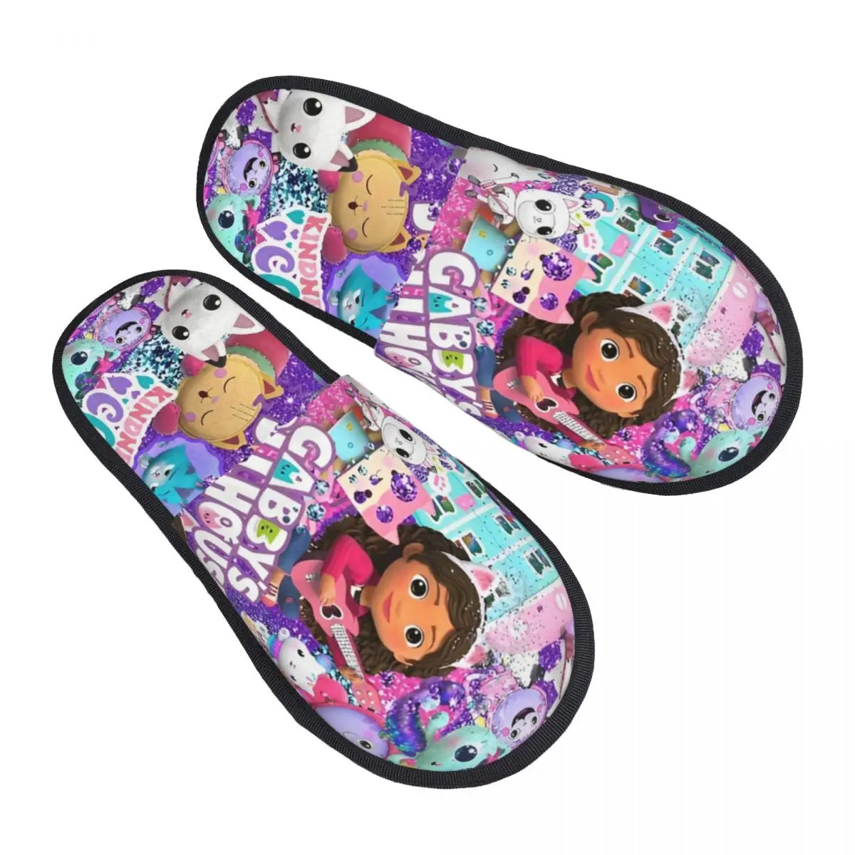 Cartoon Cute Gabbys Girl Dollhouse Slippers Anti Slip Cozy Household Fur Slides Slippers Indoor