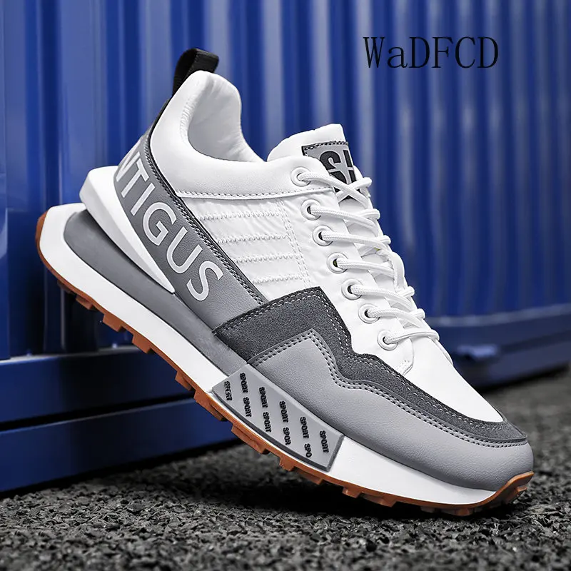 Chunky Sneakers Men Women Retro Running Shoes Fashion Casual Genuine Leather Fabric Breathable Height Increased Platform Shoes