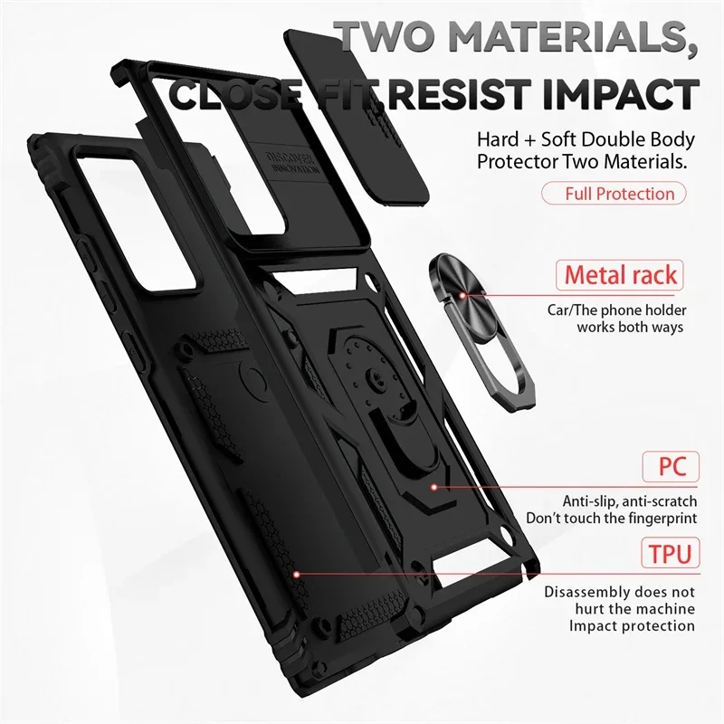 Untuk Samsung Galaxy Note 20 Ultra 5G Casing Lensa Kamera Geser Casing Phoen untuk Samsung Note20 Note20 Ultra Armor Kickstand Penutup Belakang