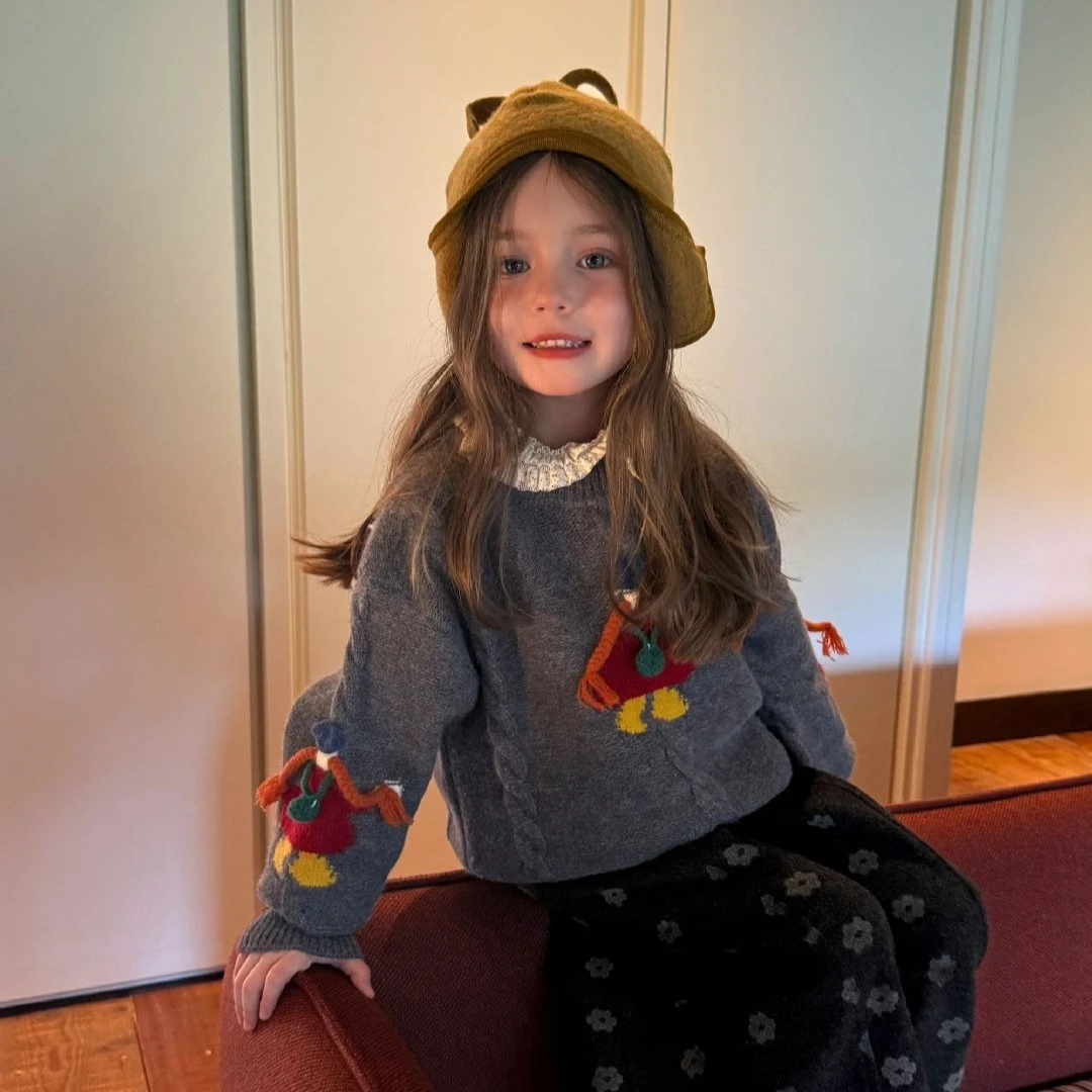 Girls Sweater 2026 Spring and Autumn New Children's Clothing Korean Style Baby Girl Small Design Atmosphere Cartoon Sweater
