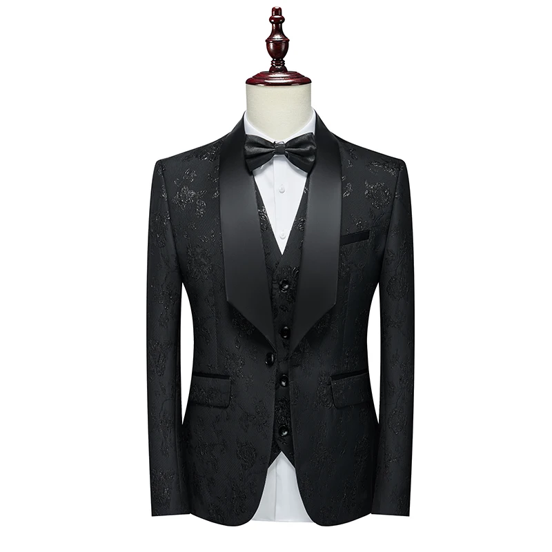 High-quality Men's Fashion, Casual, Business Banquet, Trendy Evening Dress, Groom's Suit, Men's Formal Dress Three-Piece Set