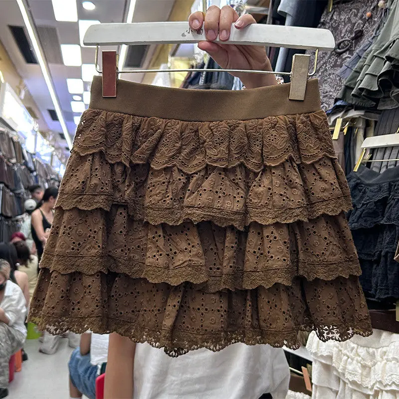 cotton lace crochet chic tiered skirt