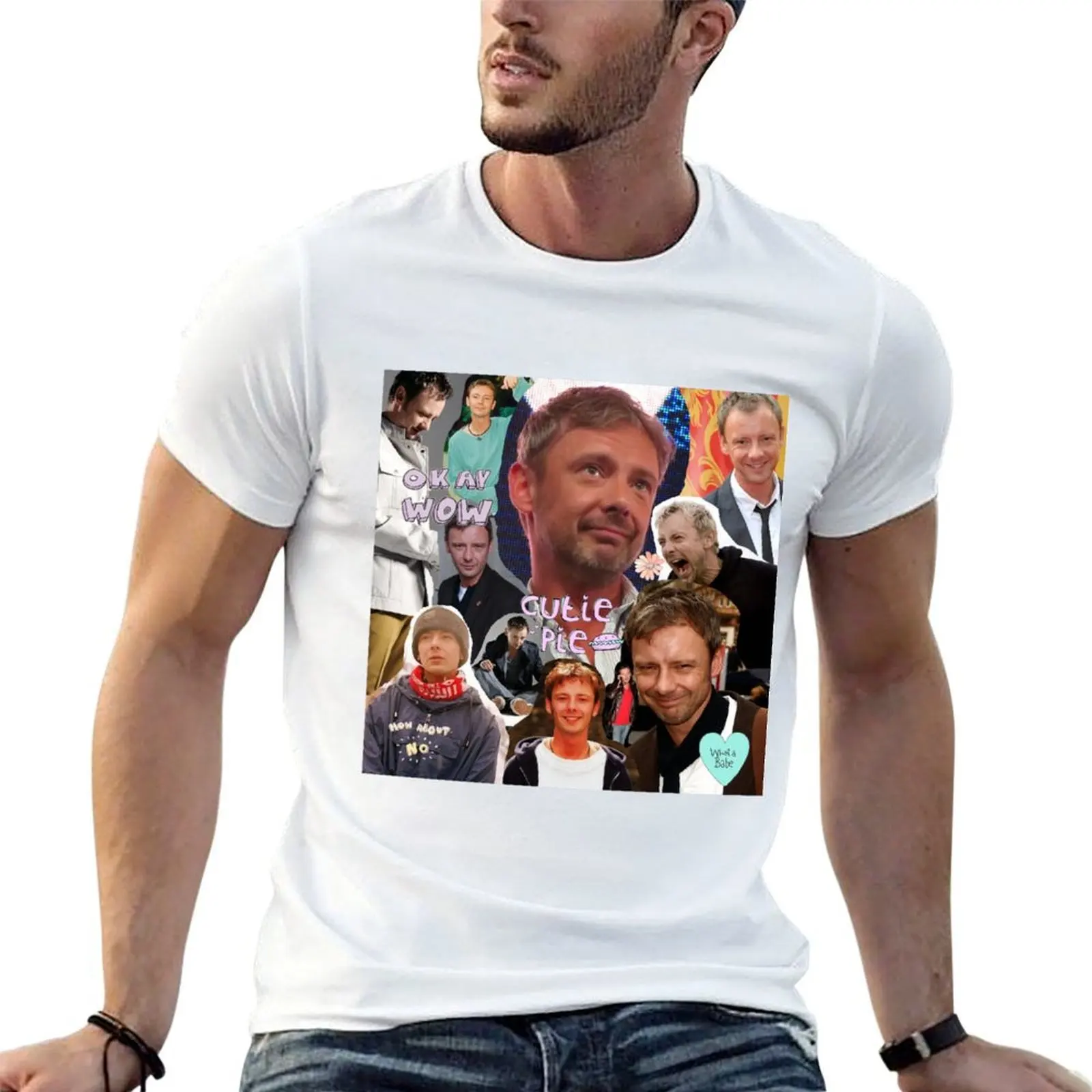 Футболка с коллажем John Simm, мужская футболка, летняя незаменимая футболка, футболка Футболка с коллажем John Simm, мужская футболка, летняя незаменимая футболка, футболка