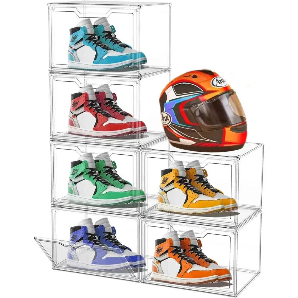 Magnetic Acrylic Clear Shoe Boxes – 360° Clear Plastic Stackable Sneaker Storage Box shoe Display Box Professional Grade
