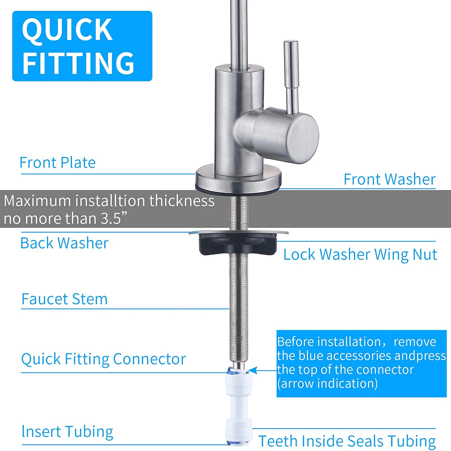 Water Filter Purifier Faucet, Lead-Free Filtered Faucet Fits Reverse Osmosis Units or Water Filtration System Kitchen RO Faucet